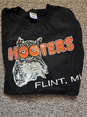 Hooters Black Kids Short Sleeve Tee with Orange Logo